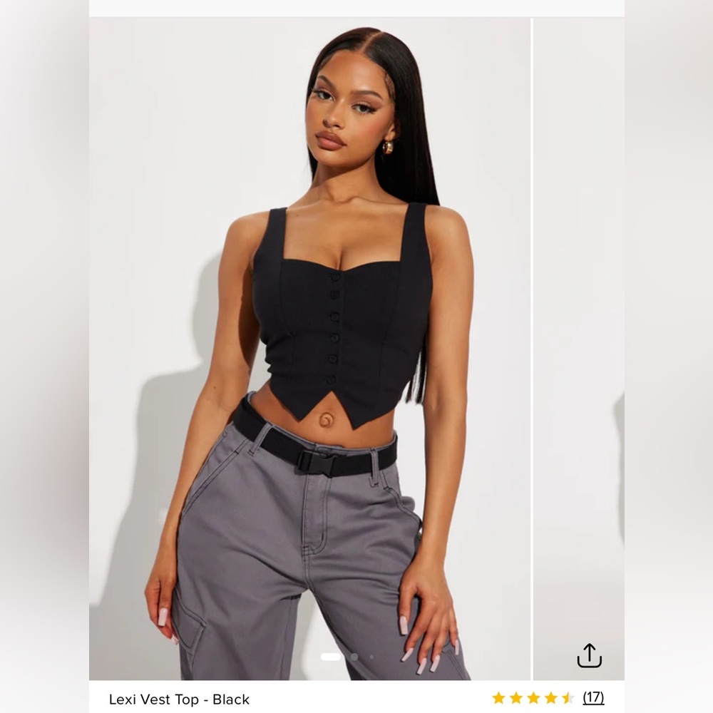 Fashion Nova Black Buttoned Crop Top